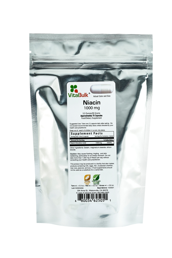 Niacin, 1000 mg, 75 capsules