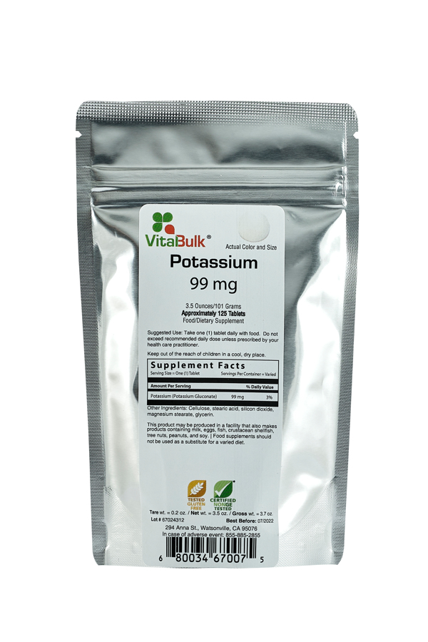 Potassium (Kalium), 99 mg, 125 tablets